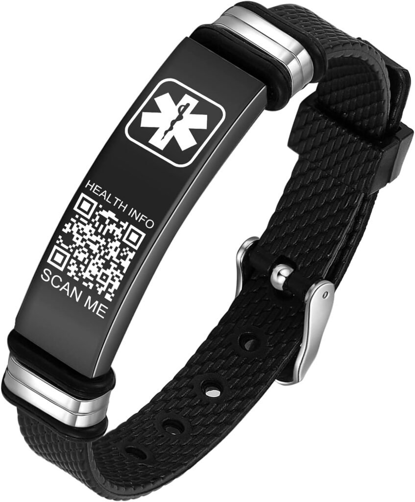 Theluckytag Medical Bracelets for Men Women with QR Code Medical Alert ID Bracelets - Ultralight Adjustable Plastic Wristband Fits Wrists Up To 9‘’ - More Space Custom Emergency Medical ID Info Theluckytag Medical Bracelets for Men Women with QR Code Medical Alert ID Bracelets - Ultralight Adjustable Plastic Wristband Fits Wrists Up To 9‘’ - More Space Custom Emergency Medical ID Info