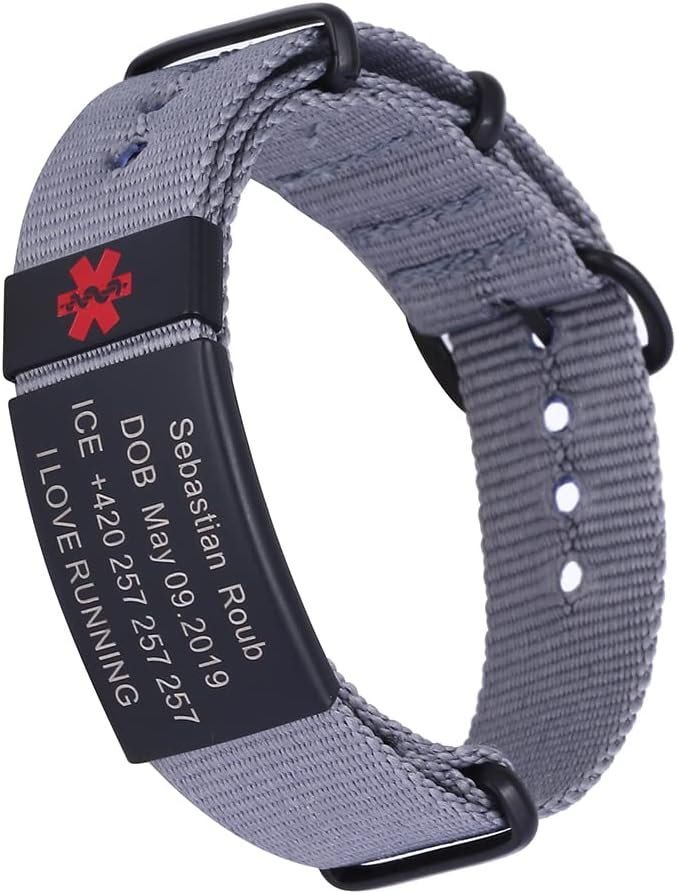TINGKU Personalized Medical Alert Bracelet for Men Women Custom Engraved Emergency Medical ID Bracelets Diabetic Nylon Wristband Sport Jewelry TINGKU Personalized Medical Alert Bracelet for Men Women Custom Engraved Emergency Medical ID Bracelets Diabetic Nylon Wristband Sport Jewelry