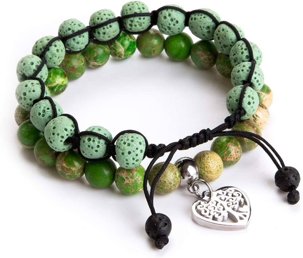 Tree of Life Bracelet - Lava Stone Essential Oil Gemstone Beaded Yoga Meditation Regalite Stone Beach Charm Bracelet Set(Sea Green) Tree of Life Bracelet - Lava Stone Essential Oil Gemstone Beaded Yoga Meditation Regalite Stone Beach Charm Bracelet Set(Sea Green)