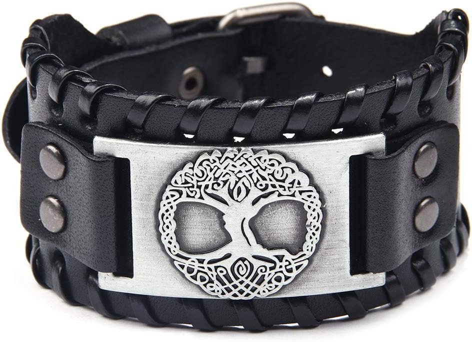 TURTLEDOVE Viking Bracelet Tree of Life - Nordic Bracelet with Yggdrasil Amulet - Pagan Jewelry of Dara Celtic Knot TURTLEDOVE Viking Bracelet Tree of Life - Nordic Bracelet with Yggdrasil Amulet - Pagan Jewelry of Dara Celtic Knot