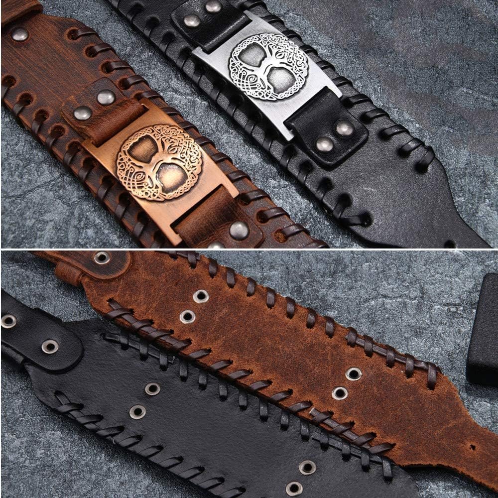 TURTLEDOVE Viking Bracelet Tree of Life - Nordic Bracelet with Yggdrasil Amulet - Pagan Jewelry of Dara Celtic Knot TURTLEDOVE Viking Bracelet Tree of Life - Nordic Bracelet with Yggdrasil Amulet - Pagan Jewelry of Dara Celtic Knot