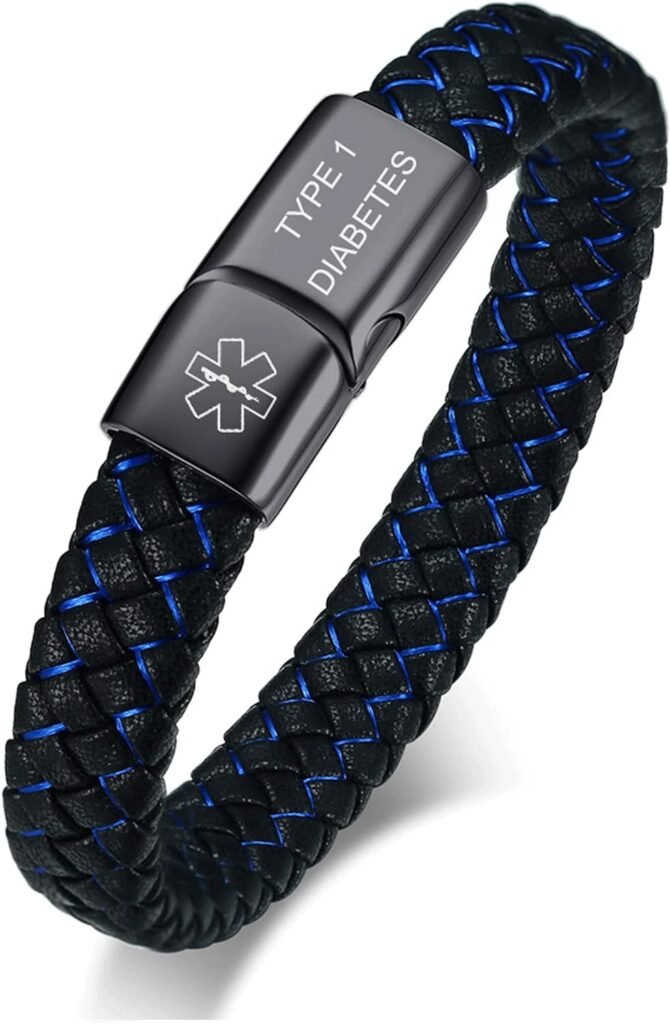 VNOX Blue Braided Leather Medical Symbol Caduceus with Magnetic Clasp Cuff Wristband Bracelet,6.9/7.5/8.5 VNOX Blue Braided Leather Medical Symbol Caduceus with Magnetic Clasp Cuff Wristband Bracelet,6.9/7.5/8.5