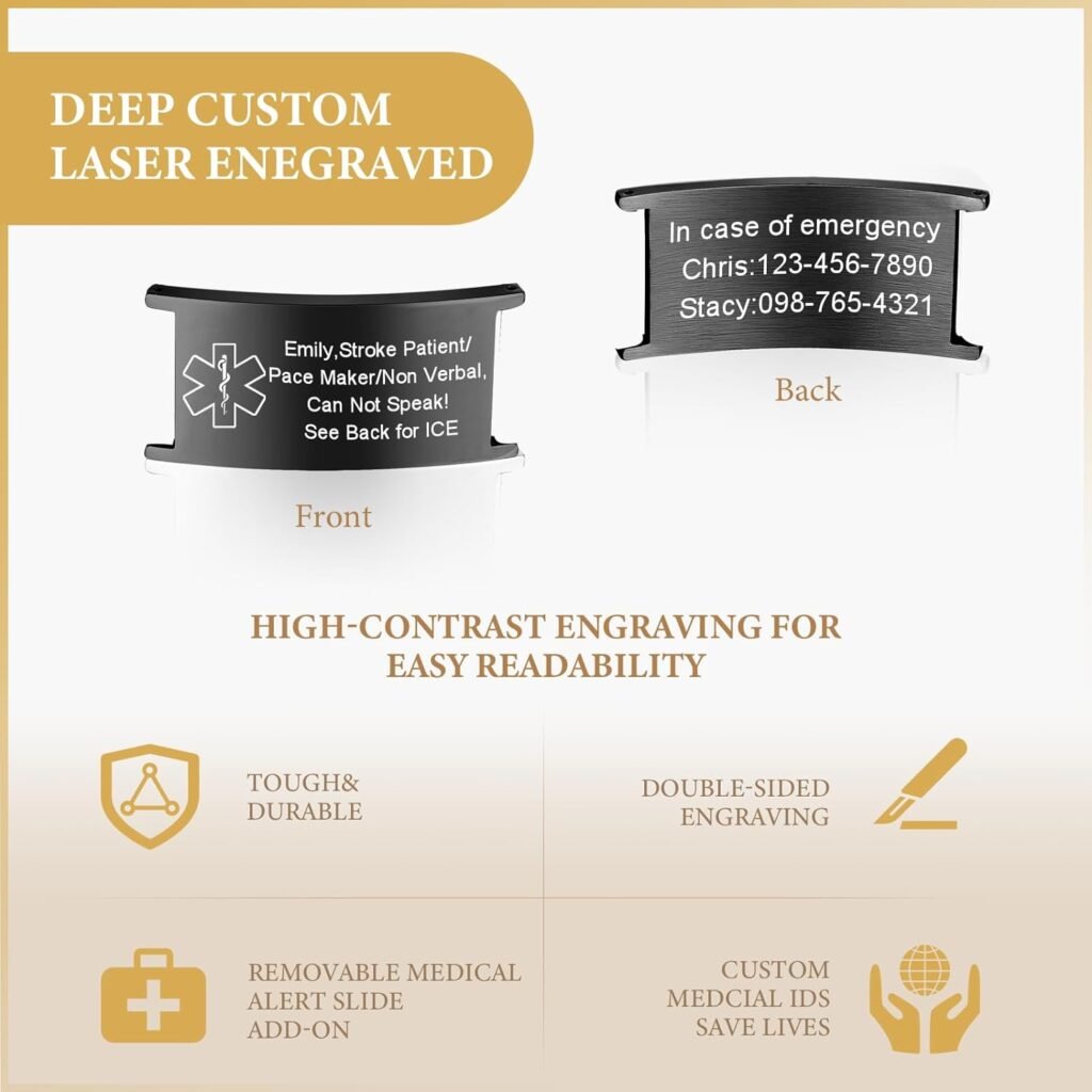 VNOX Medical Alert Id Bracelet for Men, Custom Engraving Medical Alert Bracelets for Women Men Patients Stainless Steel Emergency Bracelets Wristband,Personalized Mens Life Health Alert Bracelet VNOX Medical Alert Id Bracelet for Men, Custom Engraving Medical Alert Bracelets for Women Men Patients Stainless Steel Emergency Bracelets Wristband,Personalized Mens Life Health Alert Bracelet