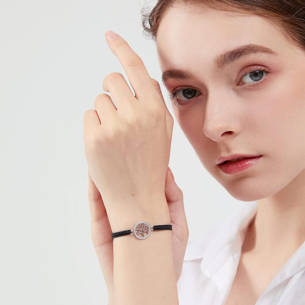 ZENI Tree of Life Bracelet for Women, Black Rope Bracelet 925 Silver Handmade Braided Adjustable Bracelet Love Friendship Christmas Bracelet Gifts ZENI Tree of Life Bracelet for Women, Black Rope Bracelet 925 Silver Handmade Braided Adjustable Bracelet Love Friendship Christmas Bracelet Gifts
