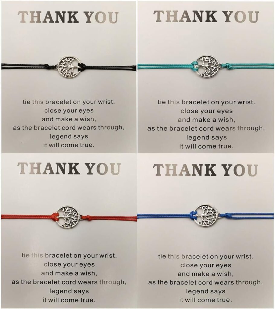 ZZ ZINFANDEL 4 Pcs Promise Distance Matching Bracelets,Adjustable Handmade Tree of Life Bracelet Friendship Bracelet Thank You Jewelry with Message Card Gifts for Women Teen Girls ZZ ZINFANDEL 4 Pcs Promise Distance Matching Bracelets,Adjustable Handmade Tree of Life Bracelet Friendship Bracelet Thank You Jewelry with Message Card Gifts for Women Teen Girls